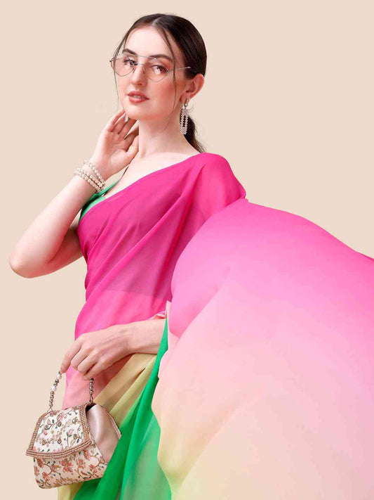 Soft Georgette Bollywood celebrity Wear Saree by My Store
