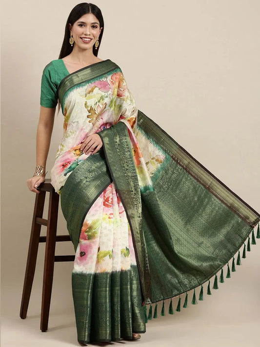 Designer Digital Kalamkari Print Pattu Banarasi Silk Saree by My Store