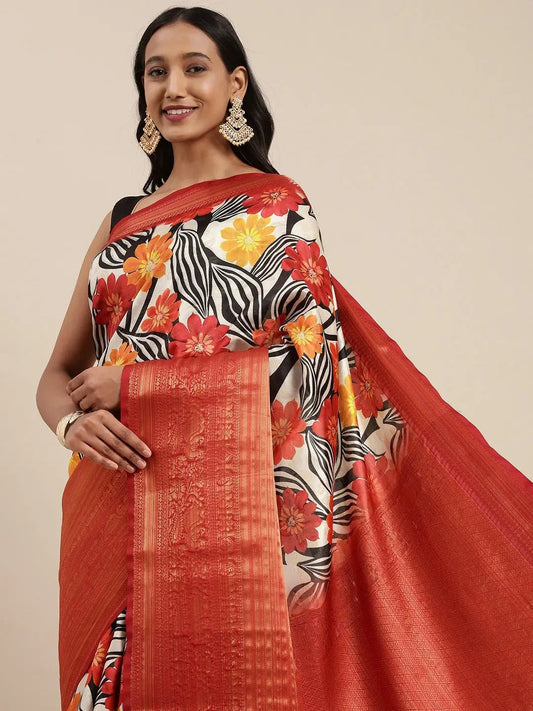 Designer Digital Kalamkari Print Pattu Banarasi Silk Saree by My Store