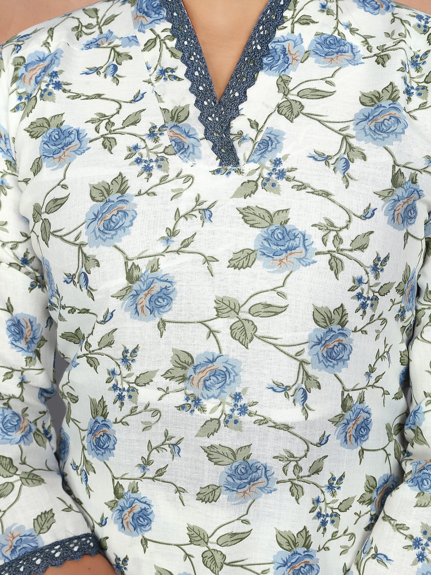 Casual Wear Sky Blue Cotton Kurta Set