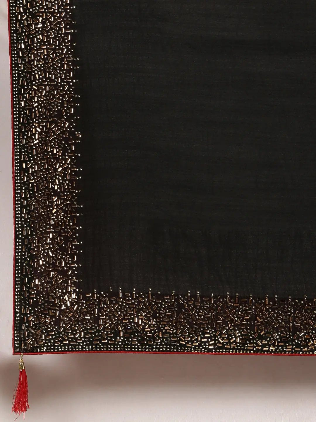 Black Colour Poly Silk Saree with Swarovski Stones Work