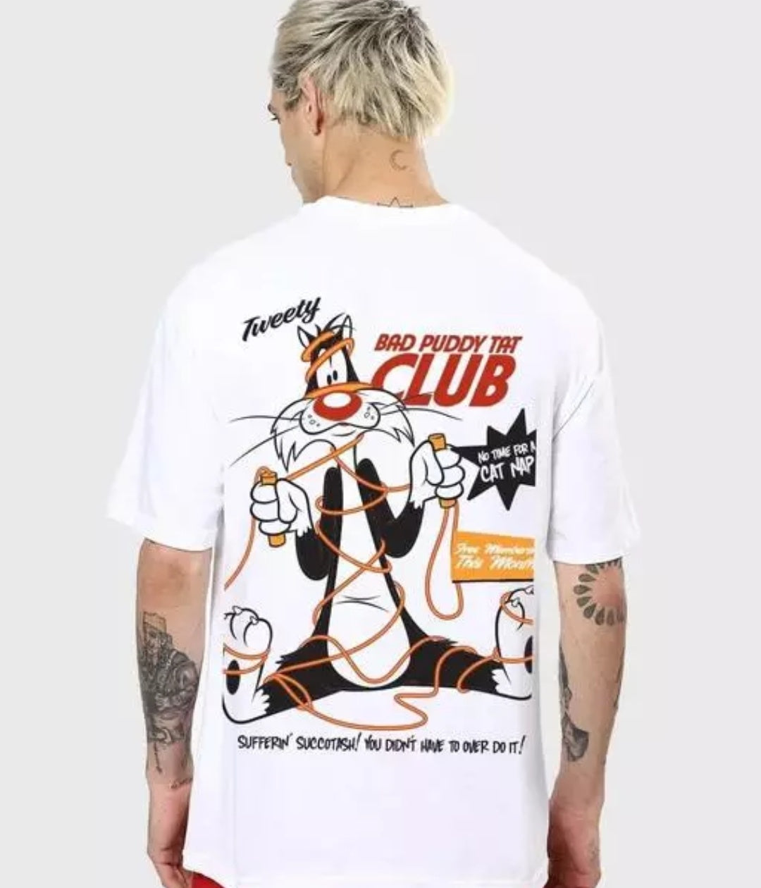oversized black t-shirt for men - Looney tunes