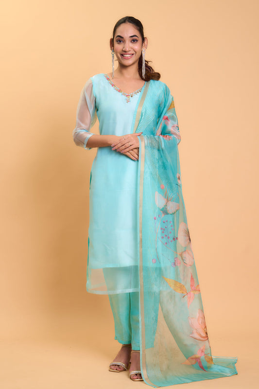 Women Wear Viscos Sky Blue Kurta Set