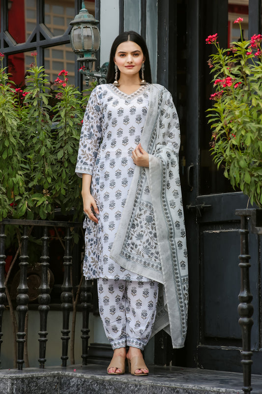 Casual Wear Printed Cotton Kurta Set
