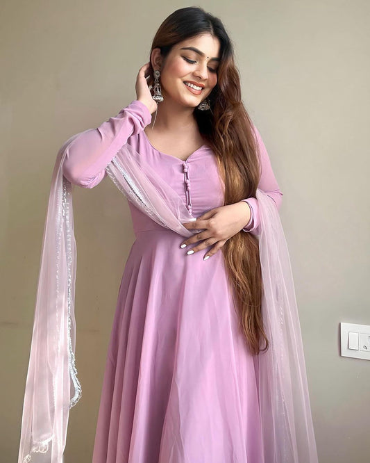 Kanak Mishra In Onion Color Anarkali Three Piece Suit by My Store