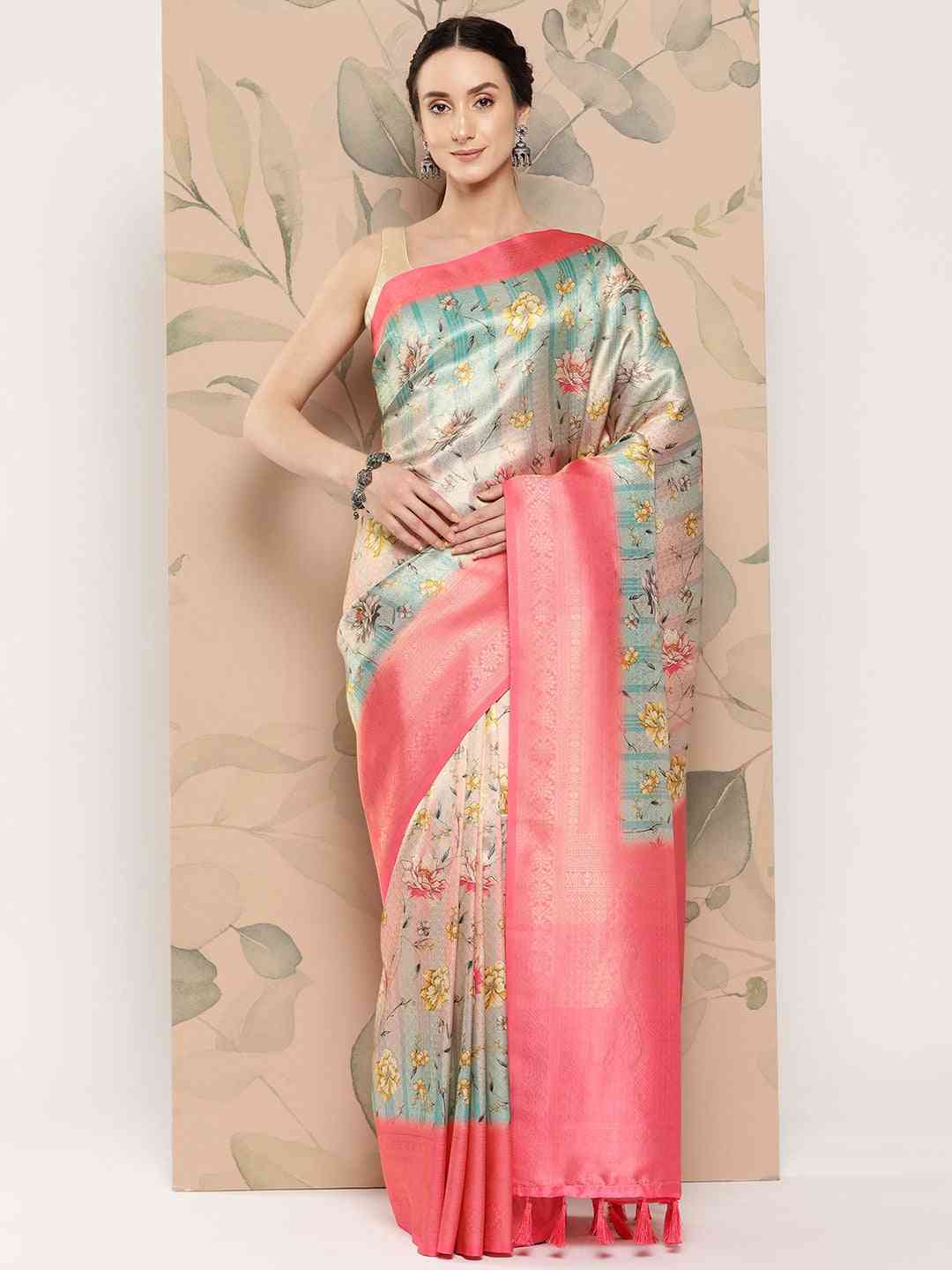 Banarasi Soft Silk Print Party Wear Saree