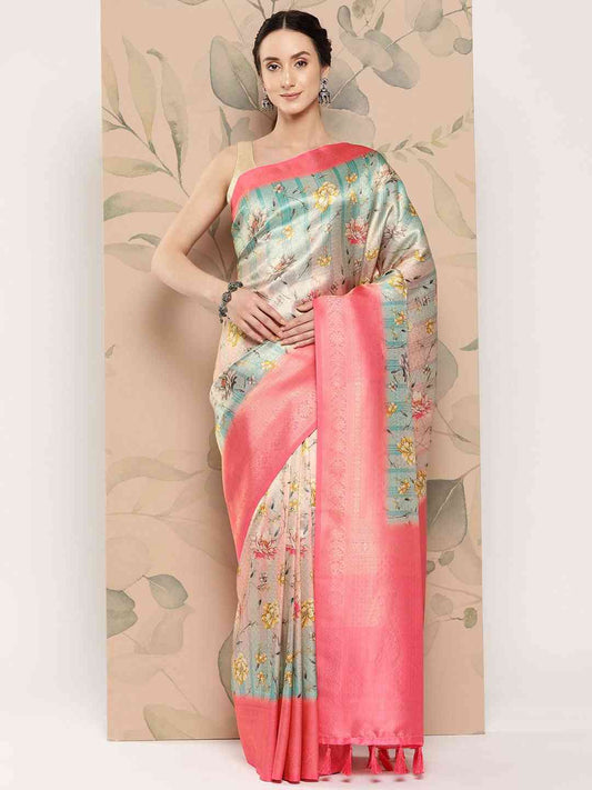Banarasi Soft Silk Print Party Wear Saree