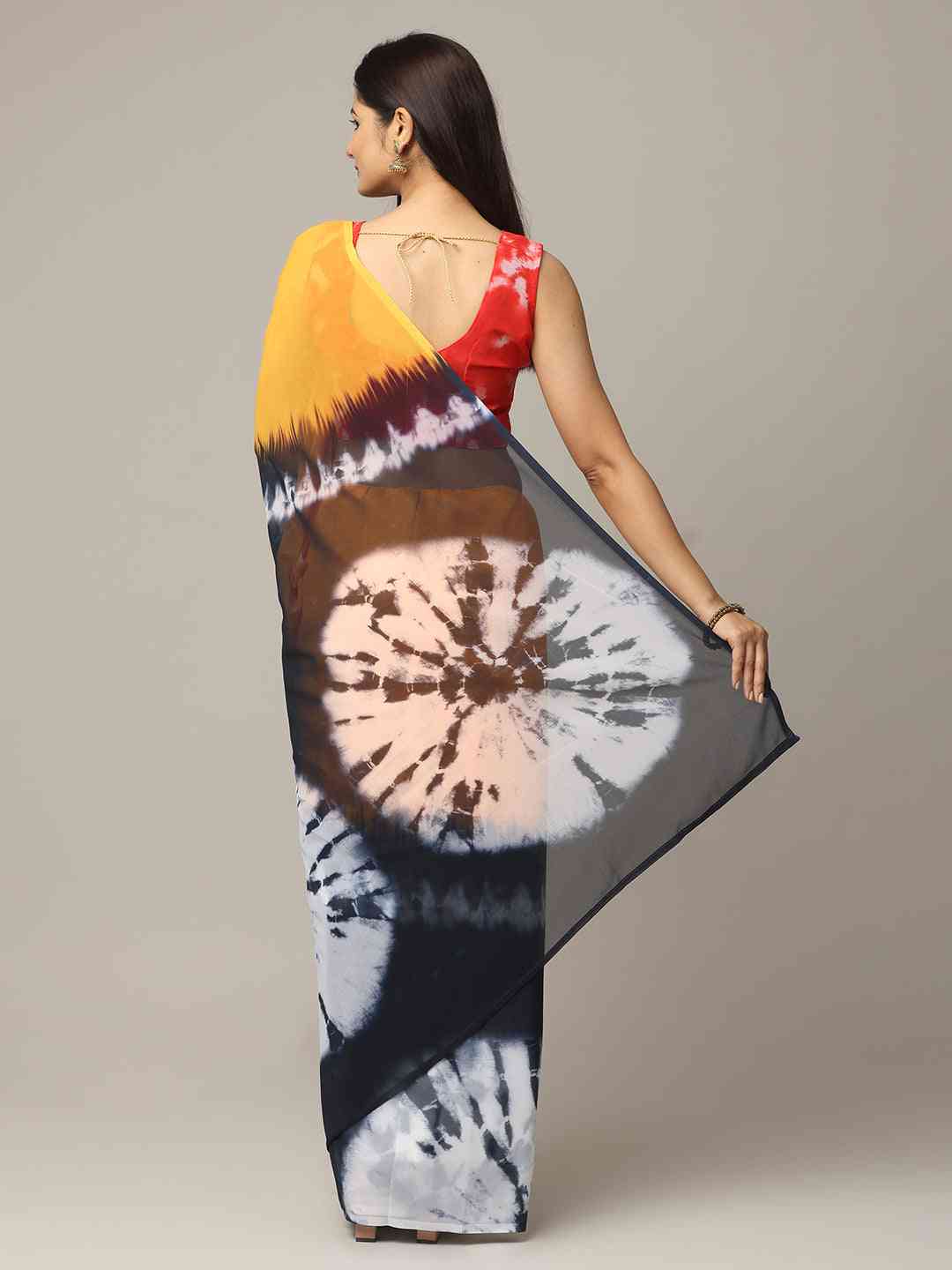 Ombre Soft Georgette Tie-dye Work Party Wear Saree by My Store