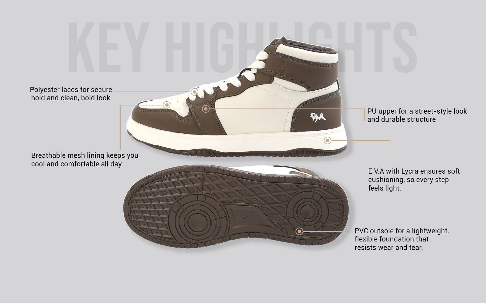 Character High Top : Ivory-Brown by My Store