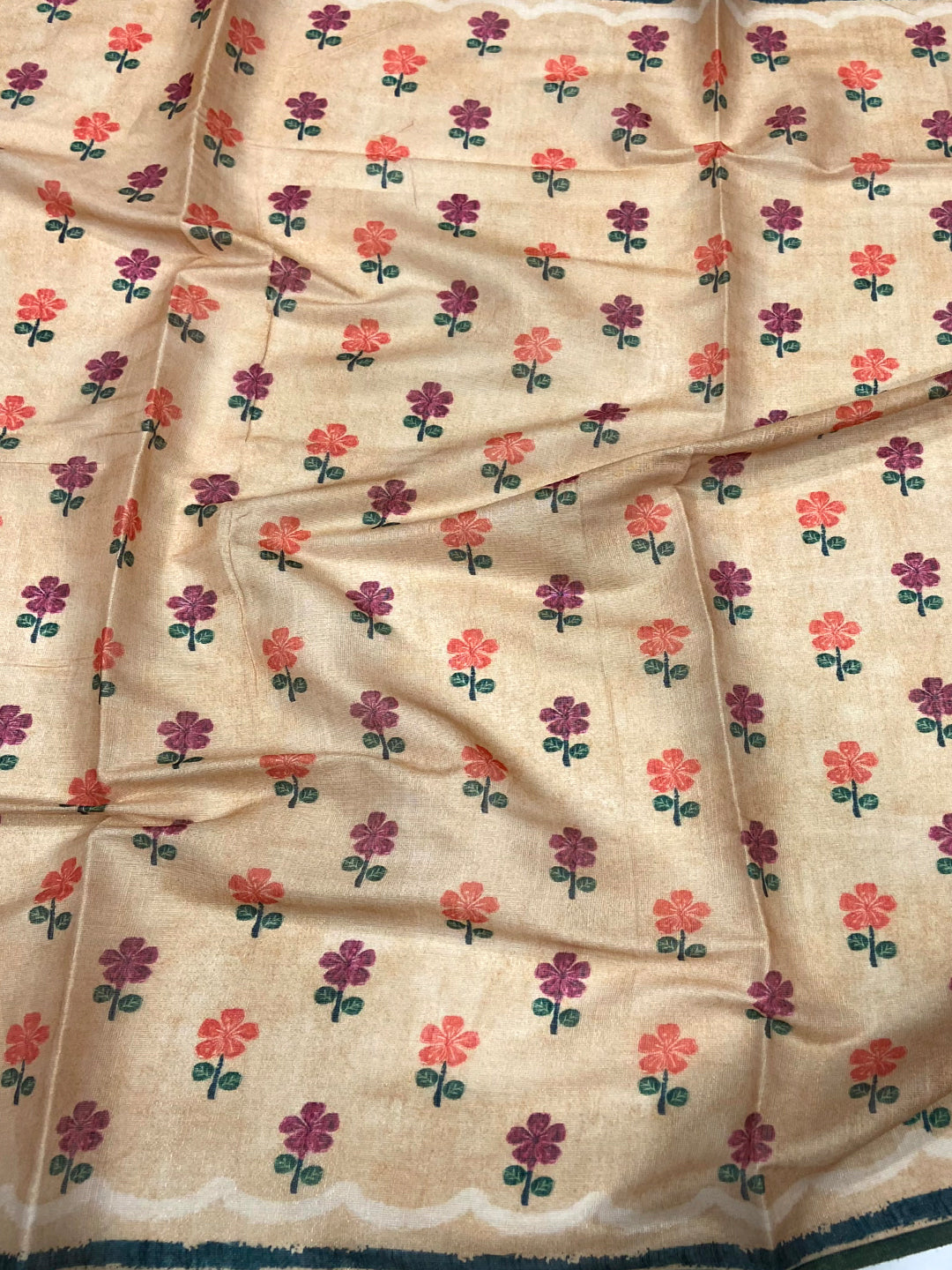 Light Peach Folklore Tissue Chanderi Saree by My Store