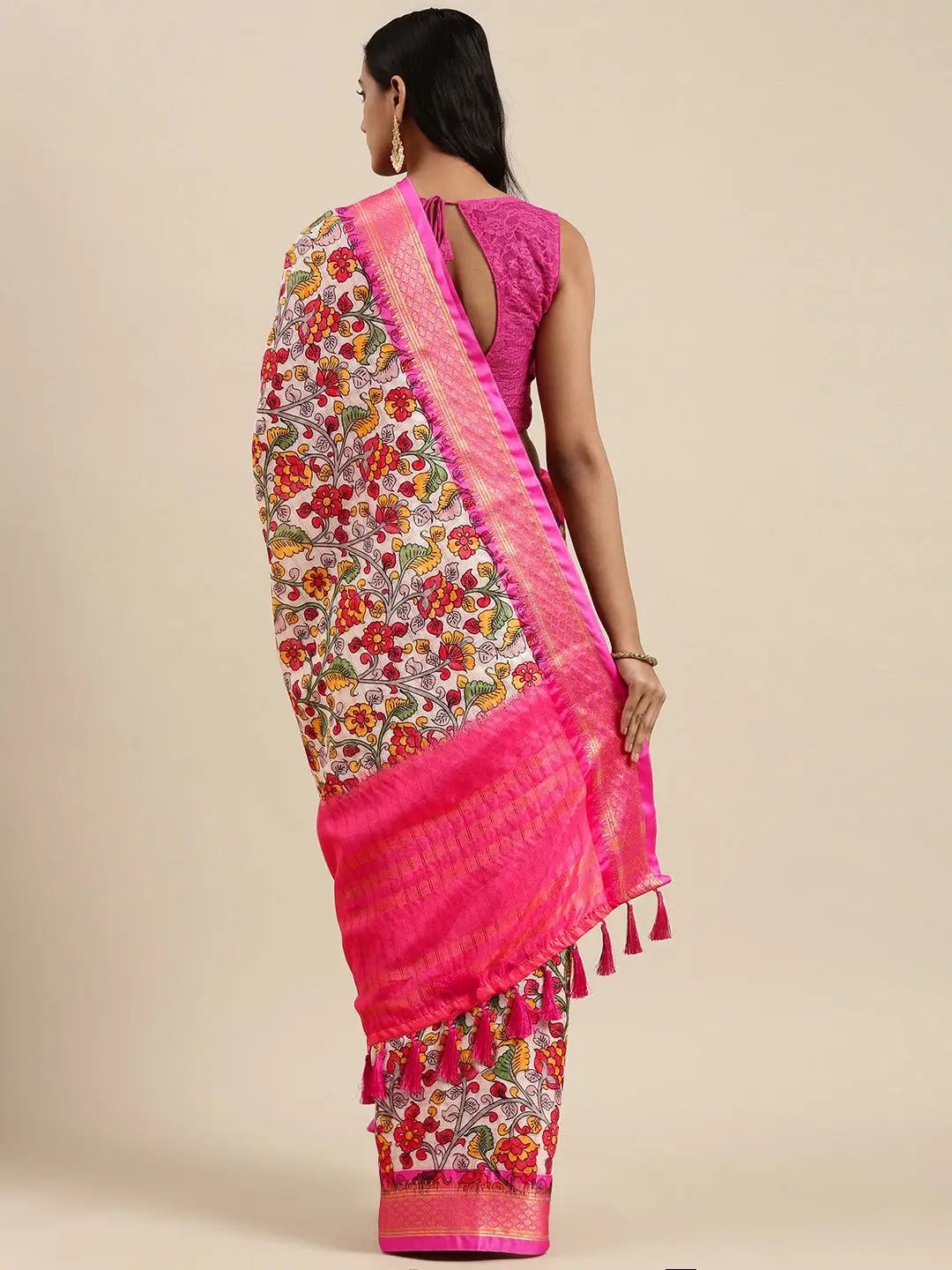 Attractive Kalamkari Digital Print Uppada Silk Saree