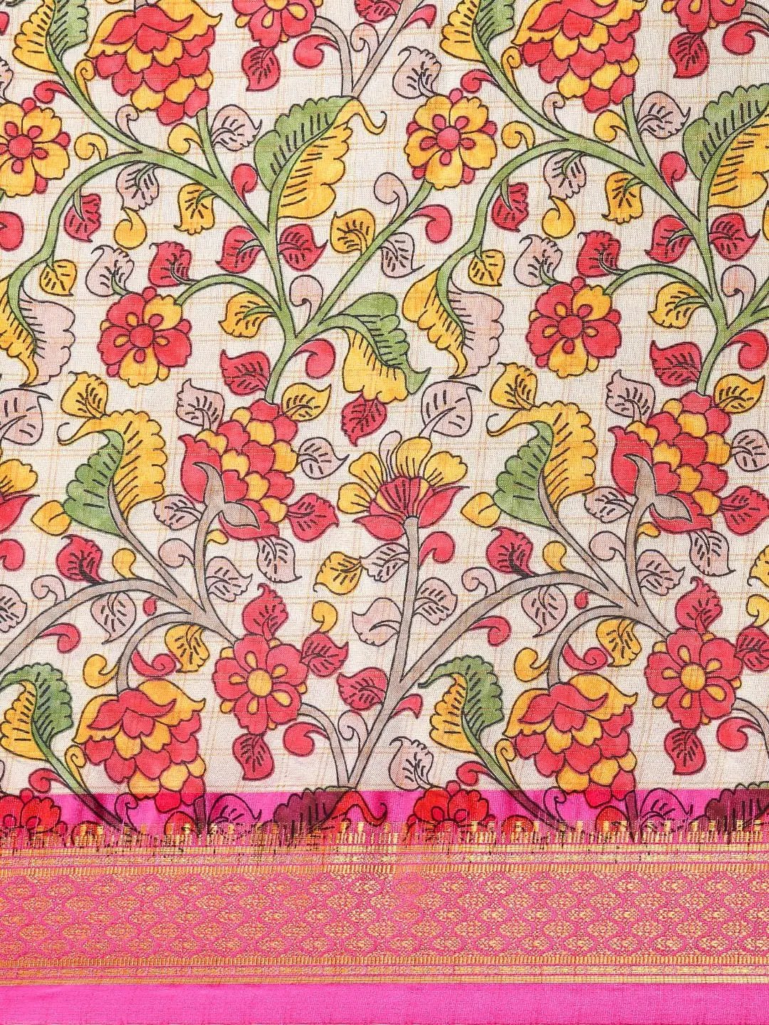 Attractive Kalamkari Digital Print Uppada Silk Saree
