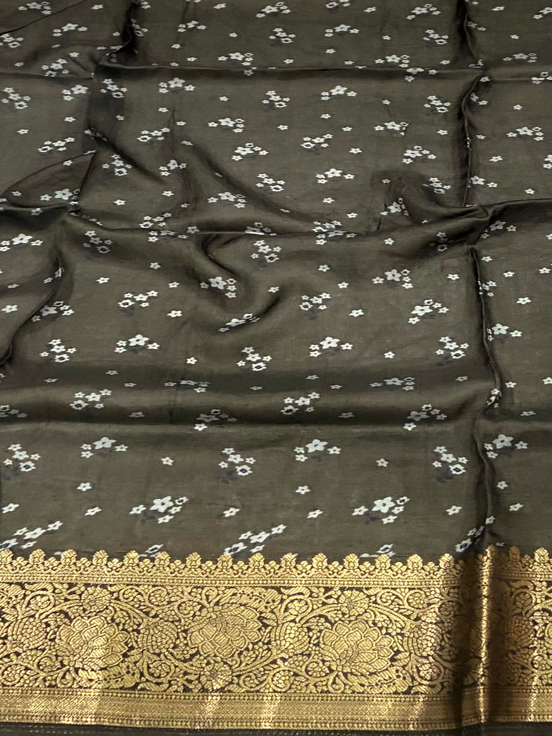 Black Floral Peacock Fusion Saree