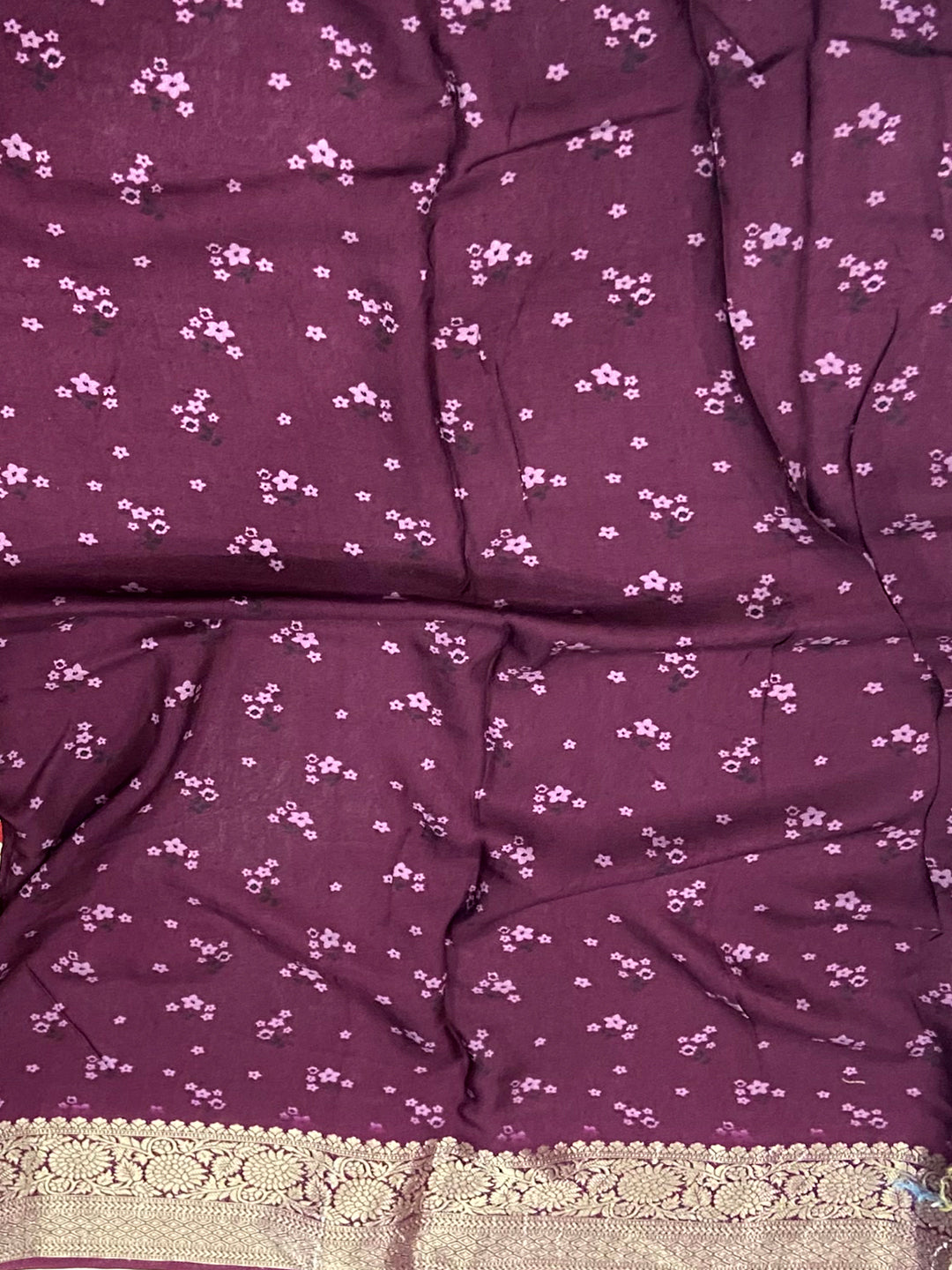 Wine Floral Peacock Fusion Saree