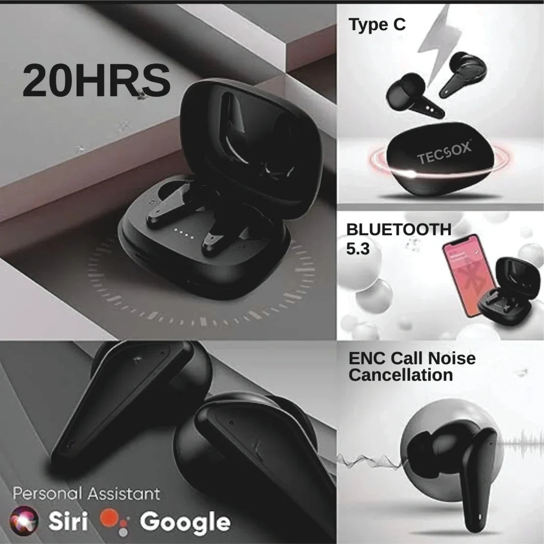 TecSox Pulse Bluetooth Earbuds | Deep Bass