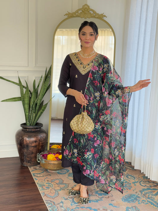 Ethenic Wine kurta Set For Laddies