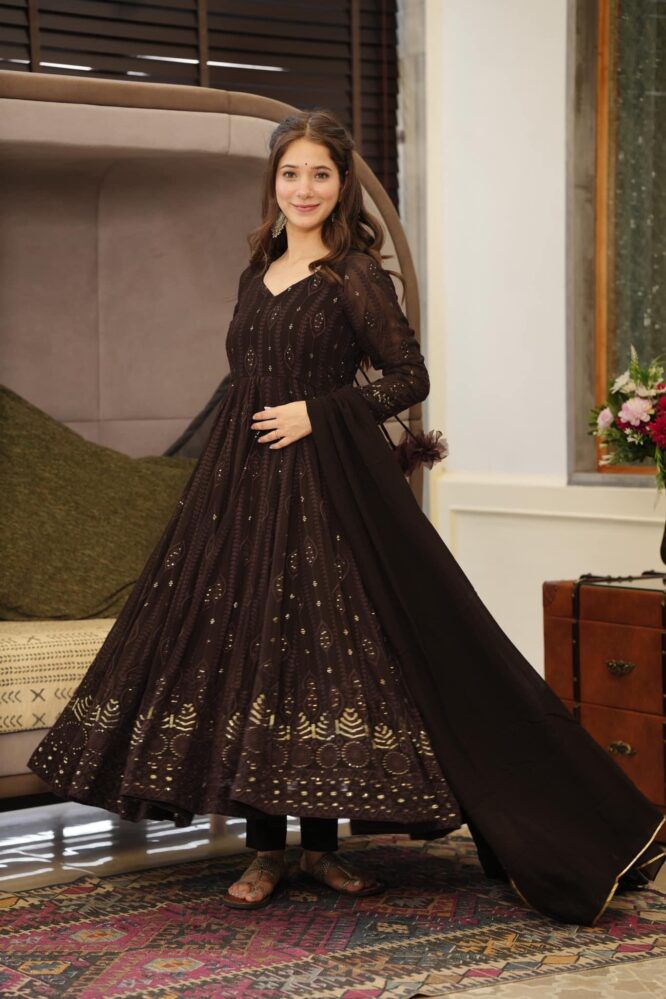 Stylish Black Color Sequence Thread Work Anarkali Gown by My Store