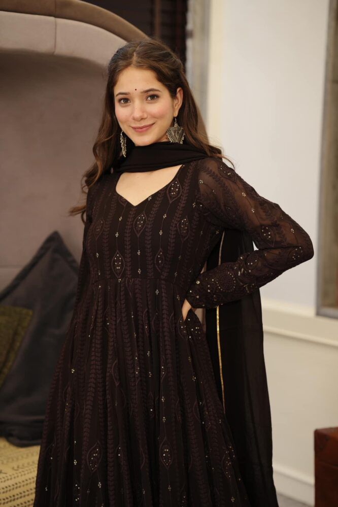 Stylish Black Color Sequence Thread Work Anarkali Gown by My Store