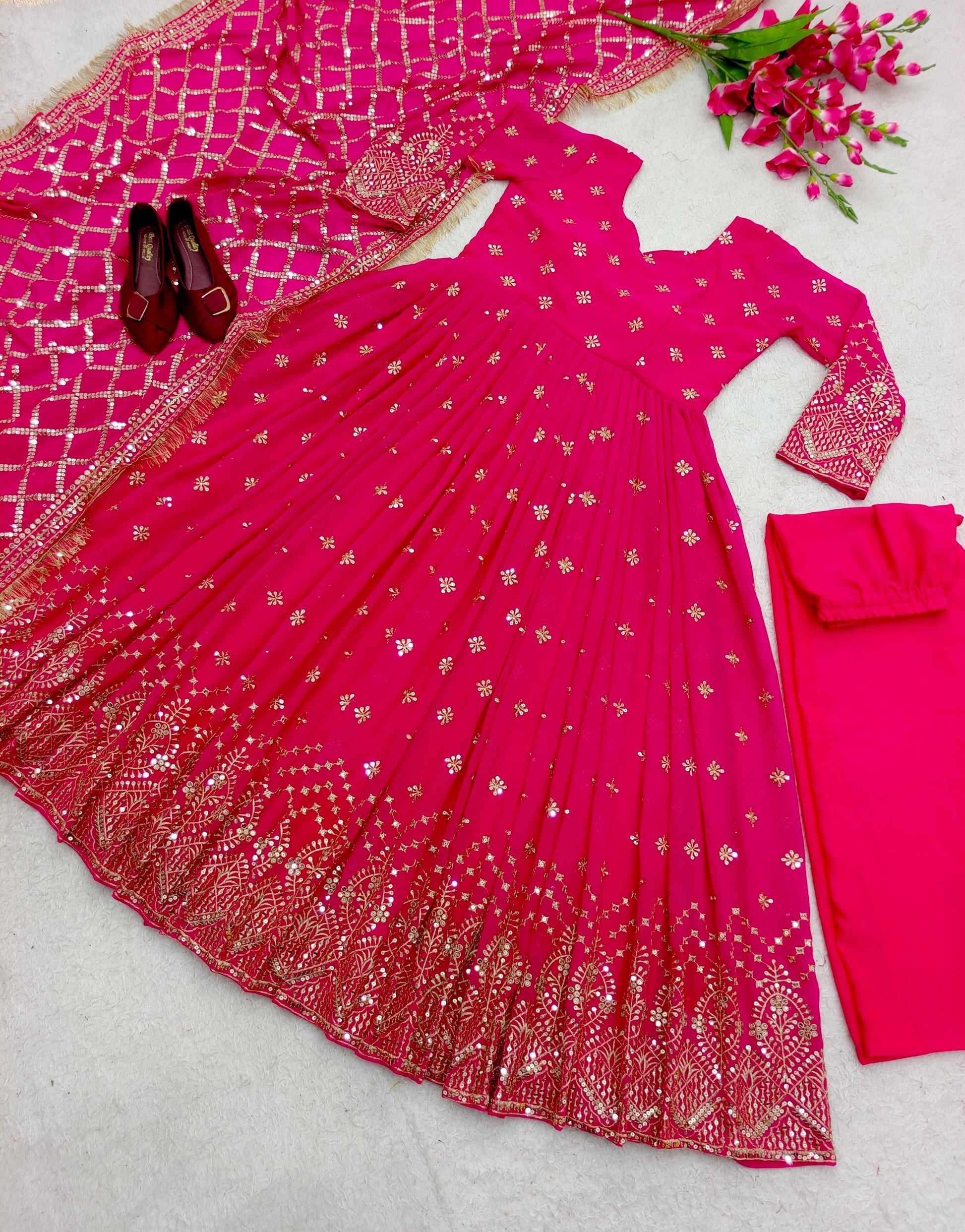 Gorgeous Pink Color Sequence Work Anarkali Suit by My Store