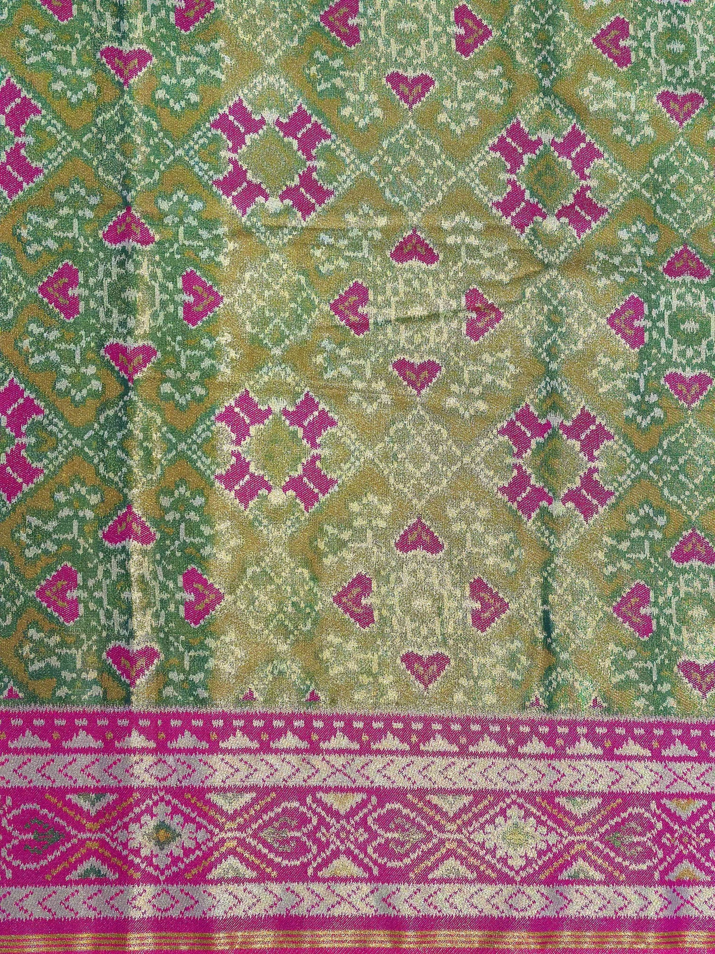 Mendi Green Double Ikkat Semi Silk Patola by My Store