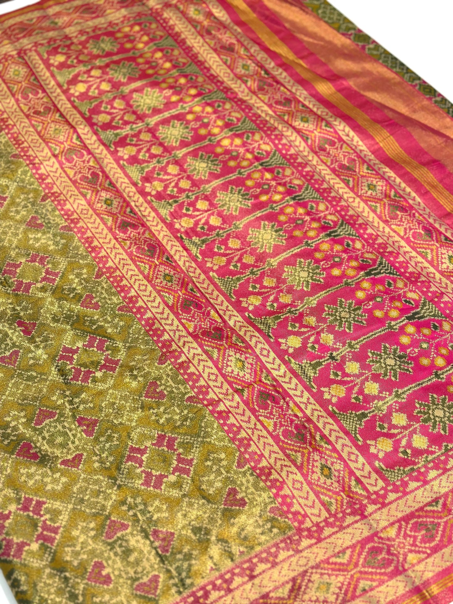 Mendi Green Double Ikkat Semi Silk Patola by My Store