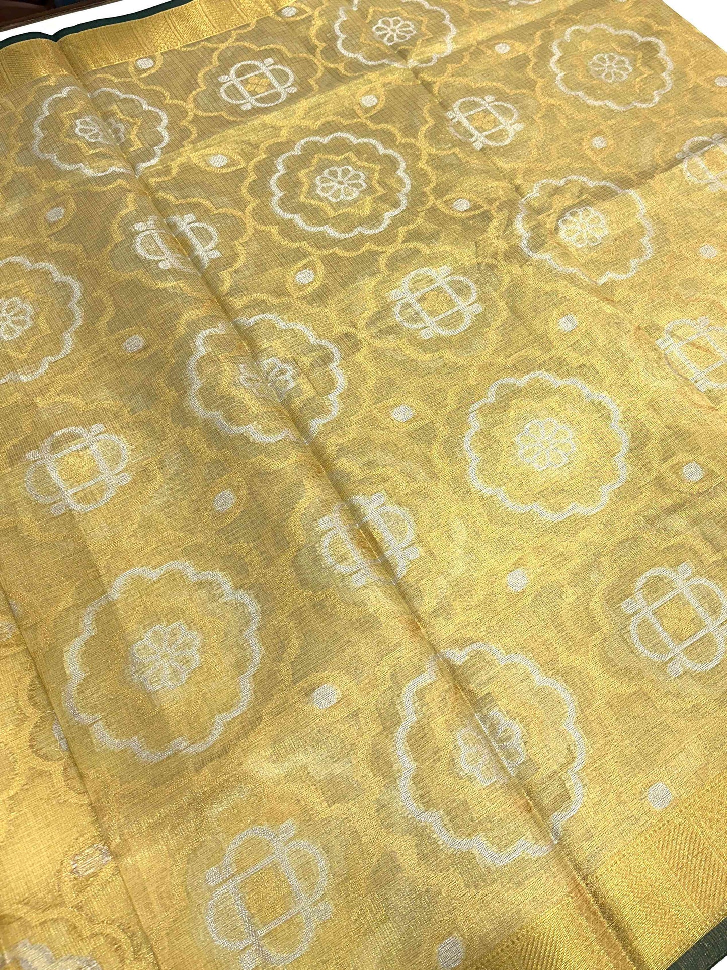 Minakari Floral Saree With Green Tassels by My Store