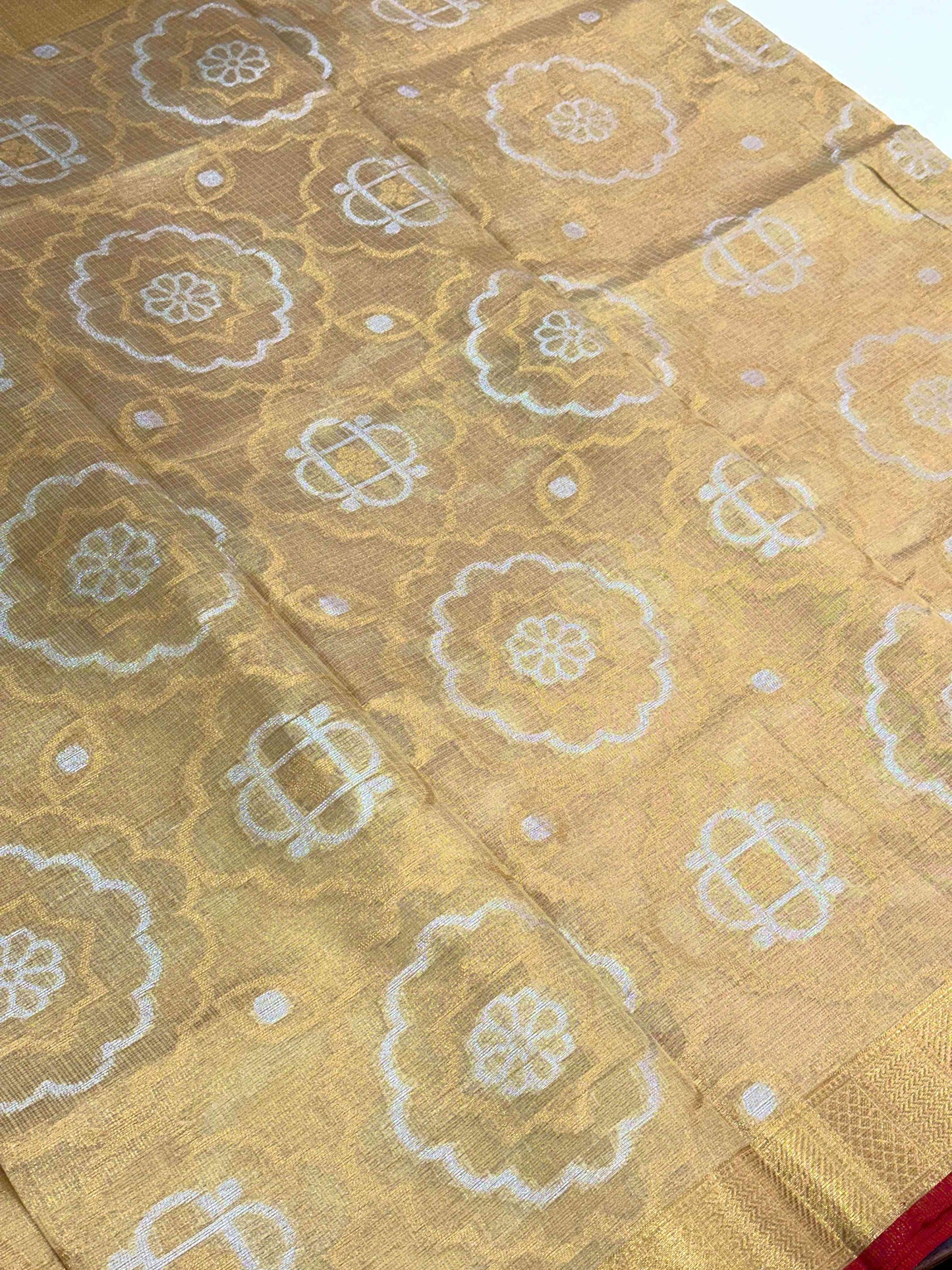 Minakari Floral Saree With Red Tassels by My Store