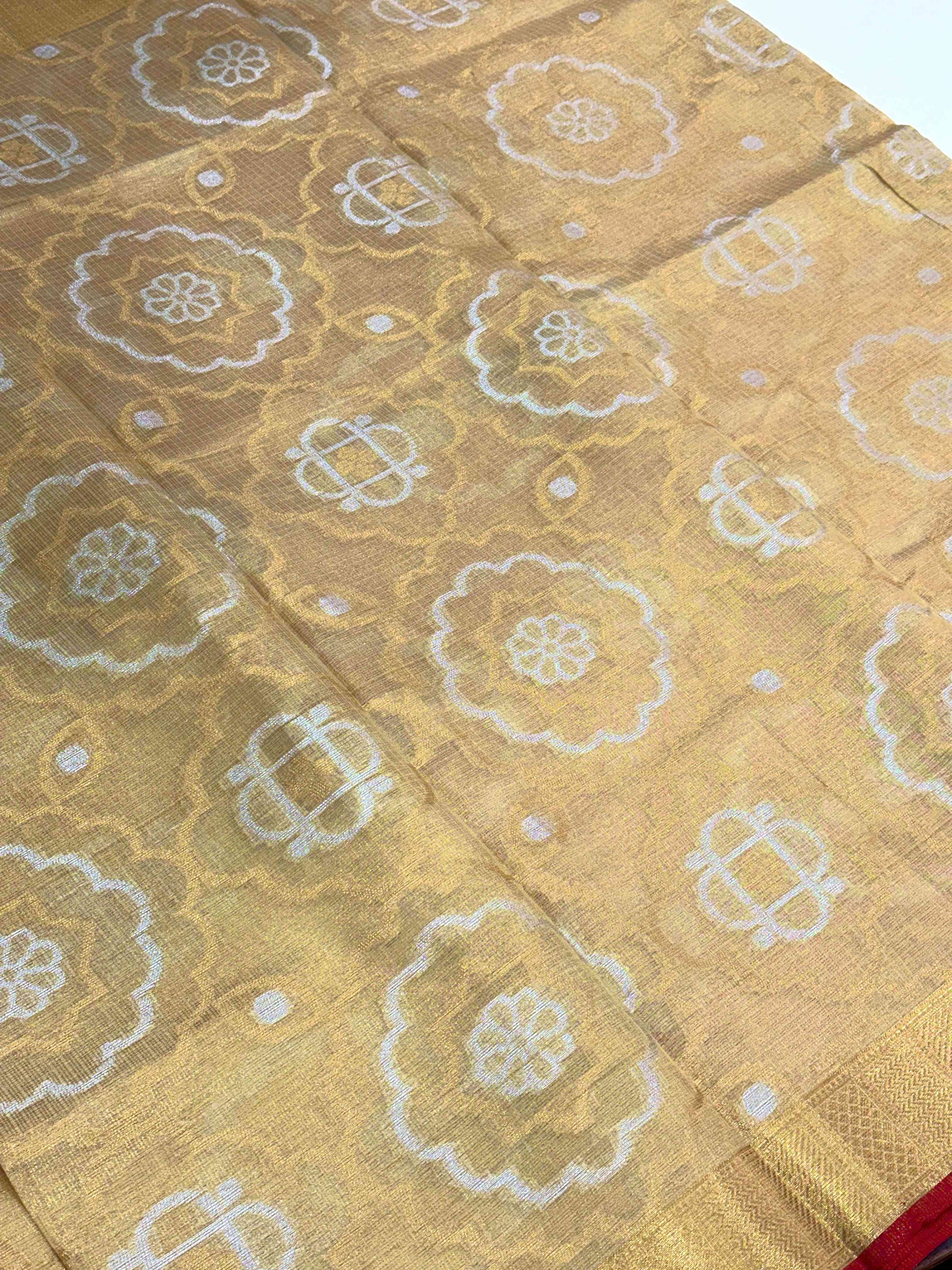 Minakari Floral Saree With Red Tassels by My Store