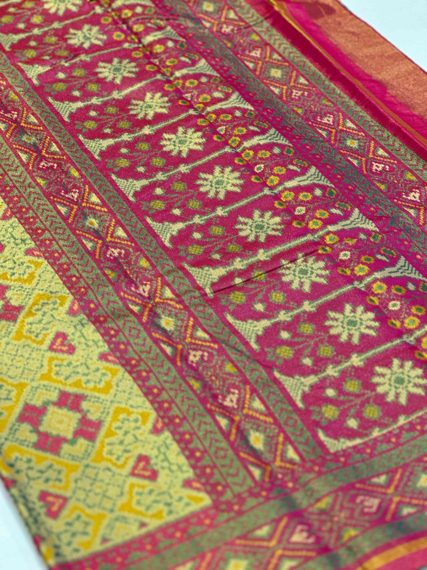 Yellow Double Ikkat Semi Silk Patola