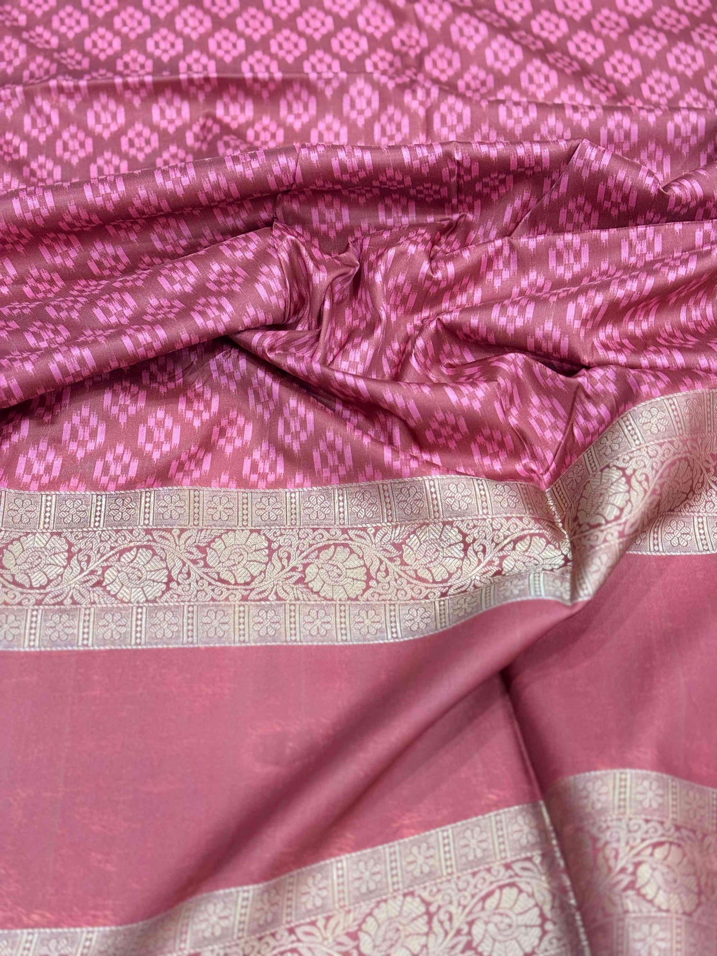 Mustard Silk Blend Lehriya Saree by My Store