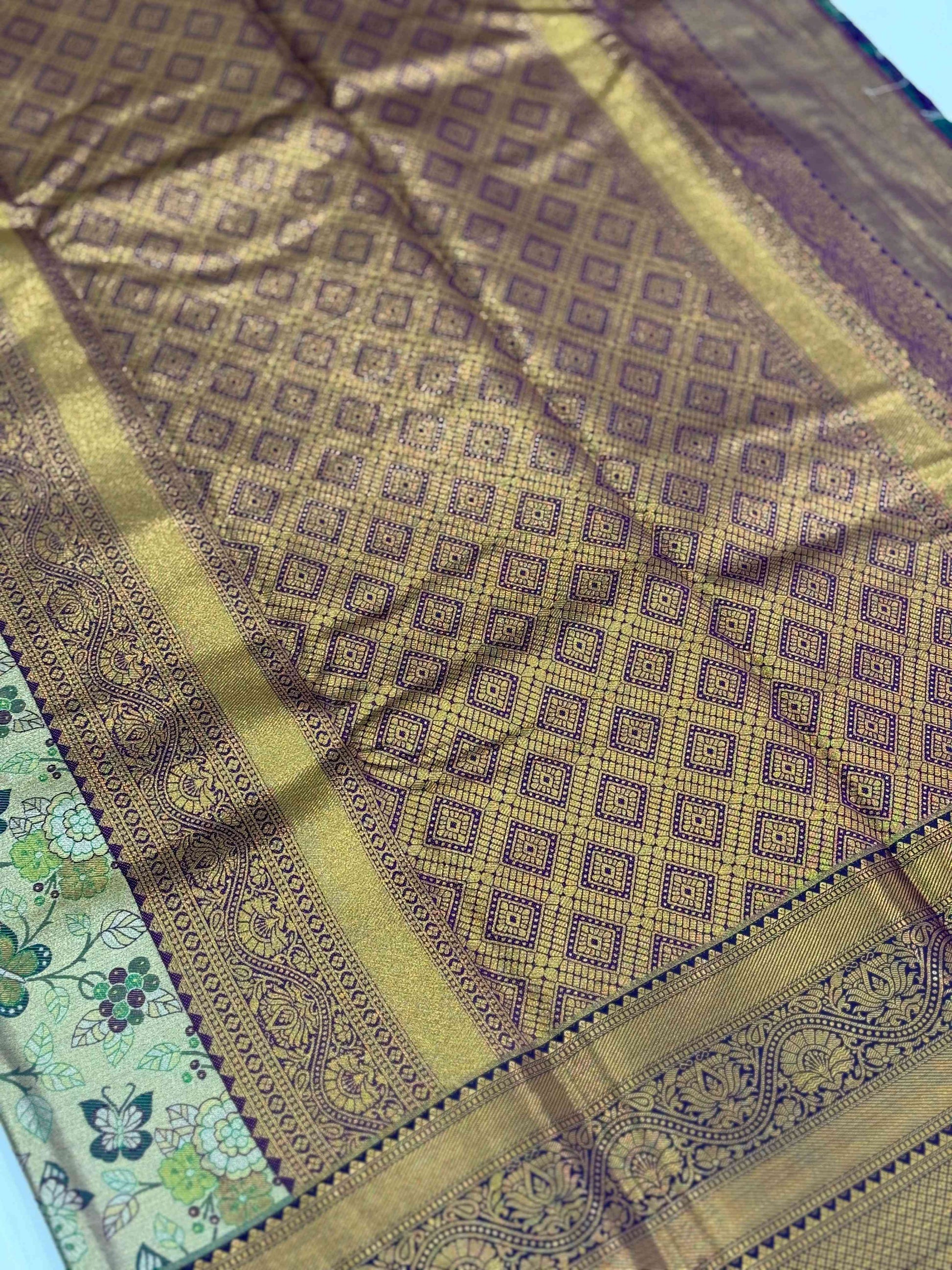 Purple Dharmavaram Butterfly Silk Saree by My Store