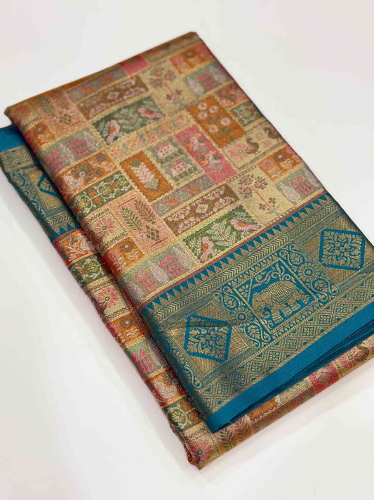 Dharmavaram Silk Patchwork Saree by My Store