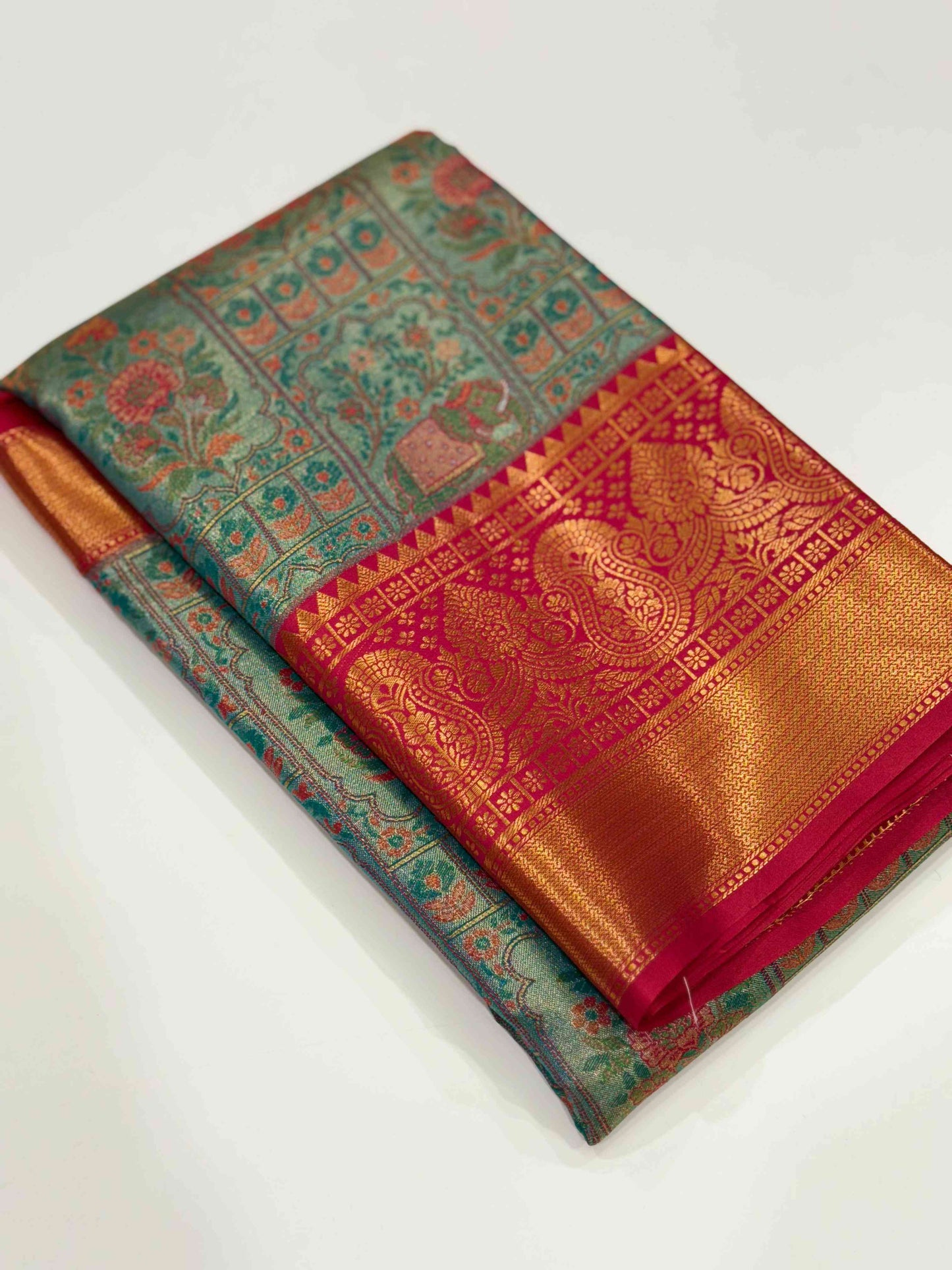 Vibrant Dharmavaram Floral Print Saree