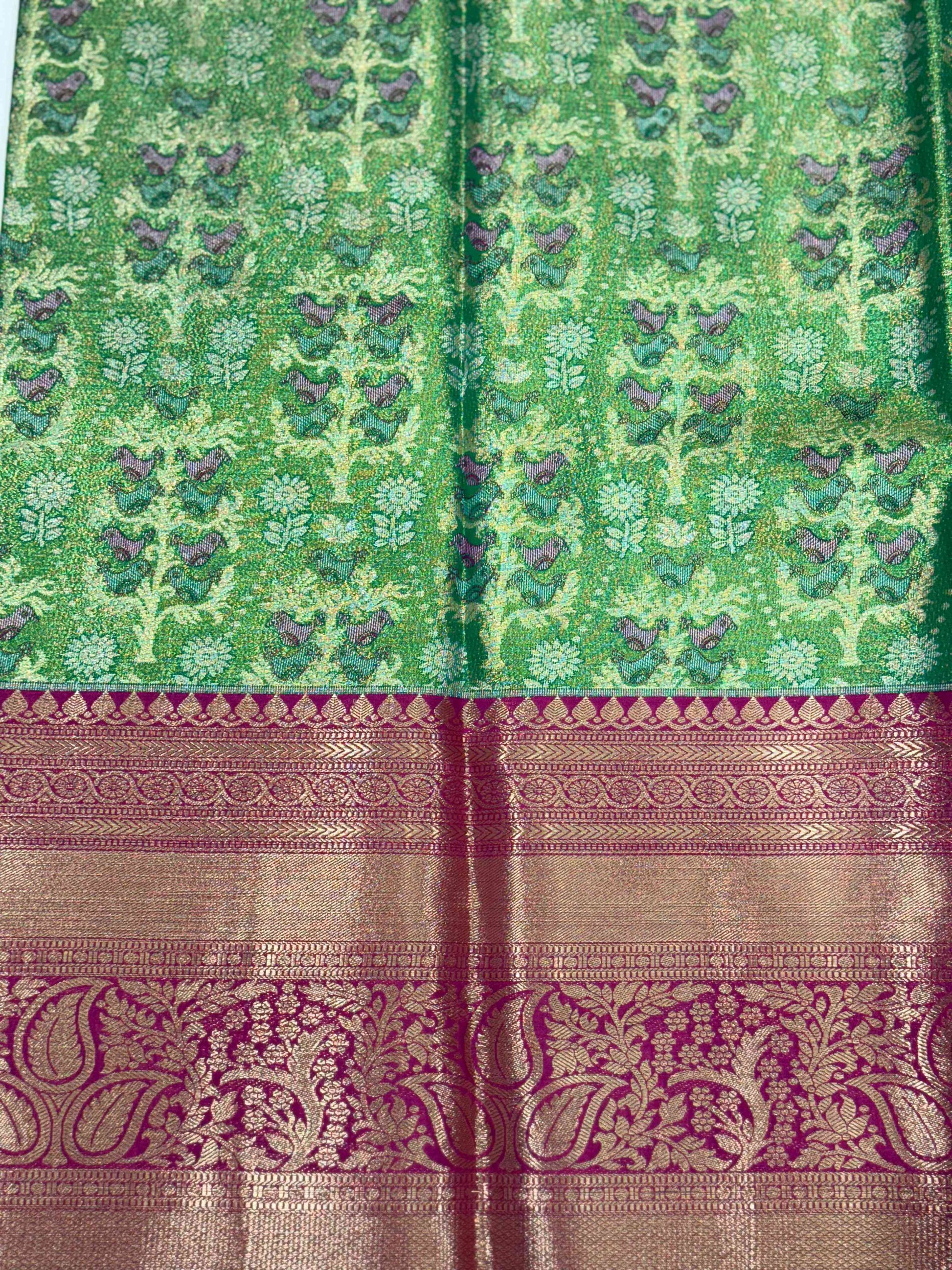 Fern Green Dharmavaram Silk Saree by My Store