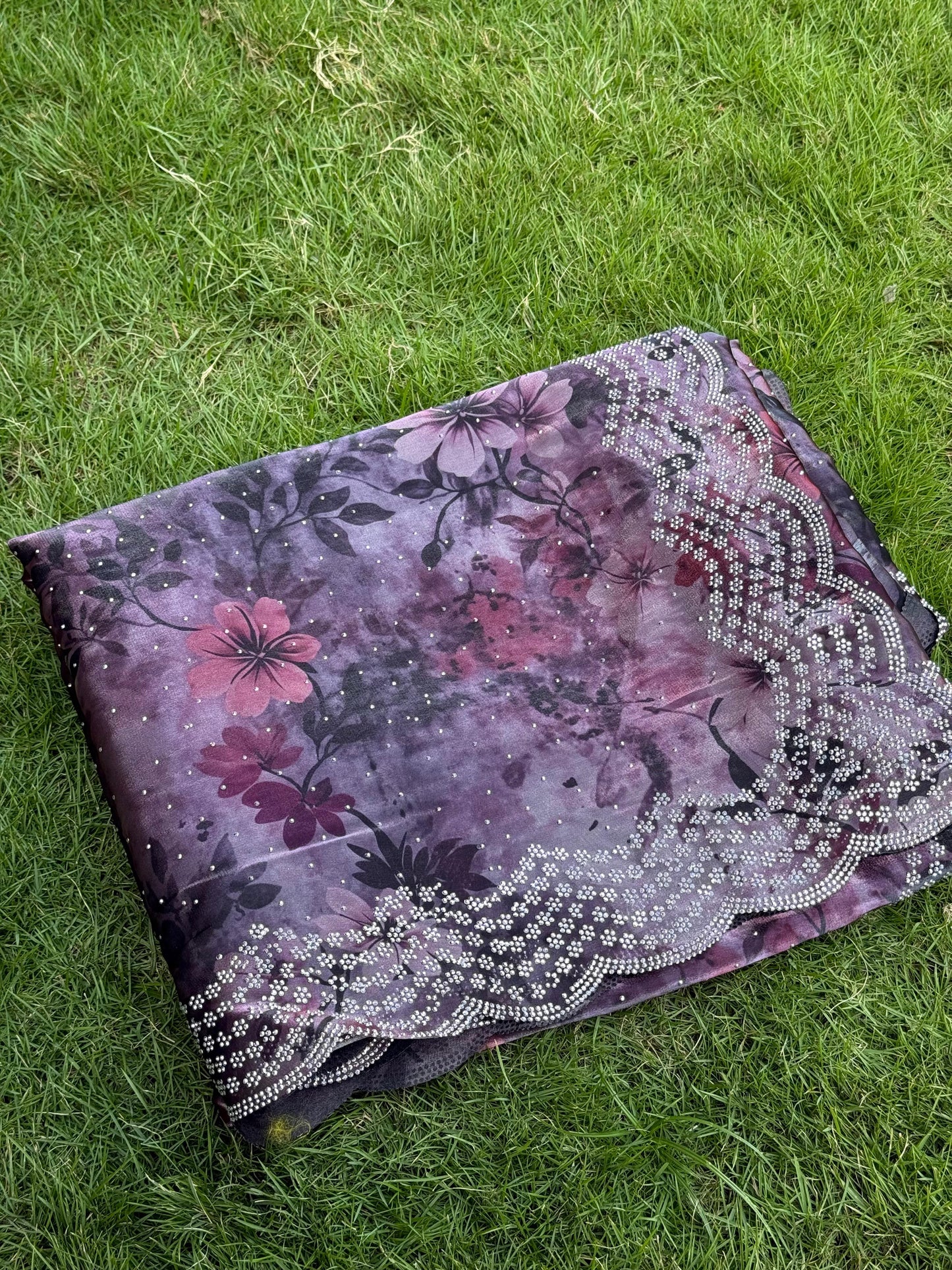 Wine Jimmy Choo Swarovski Saree