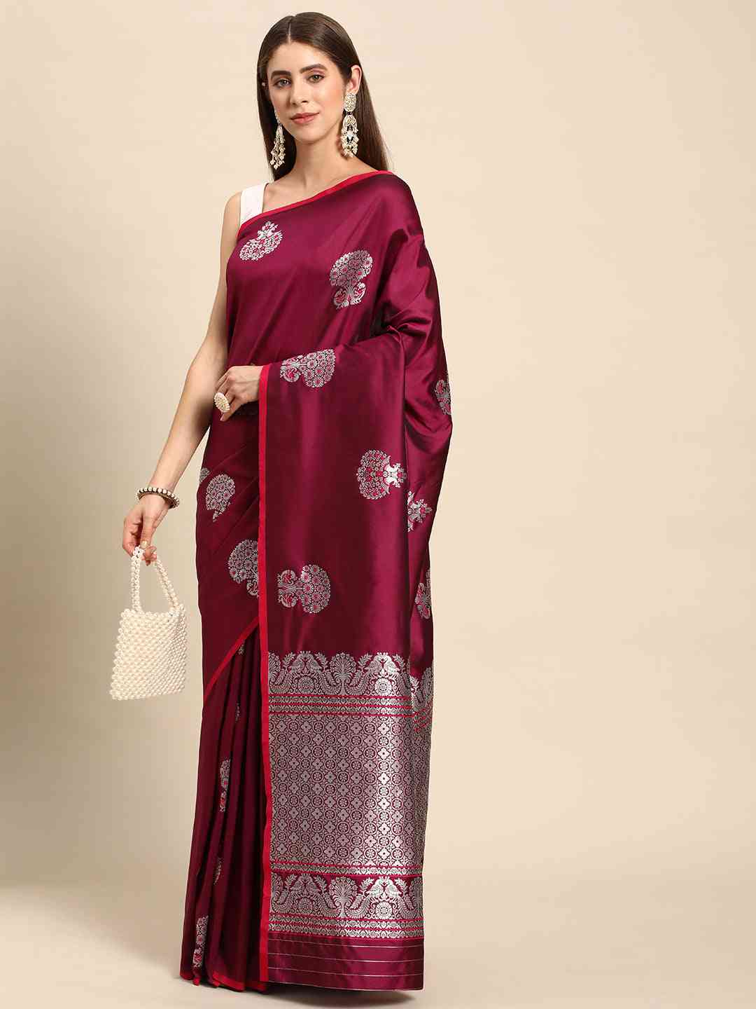 Banarasi Zari Silk Saree With Ethnic Motifs by My Store