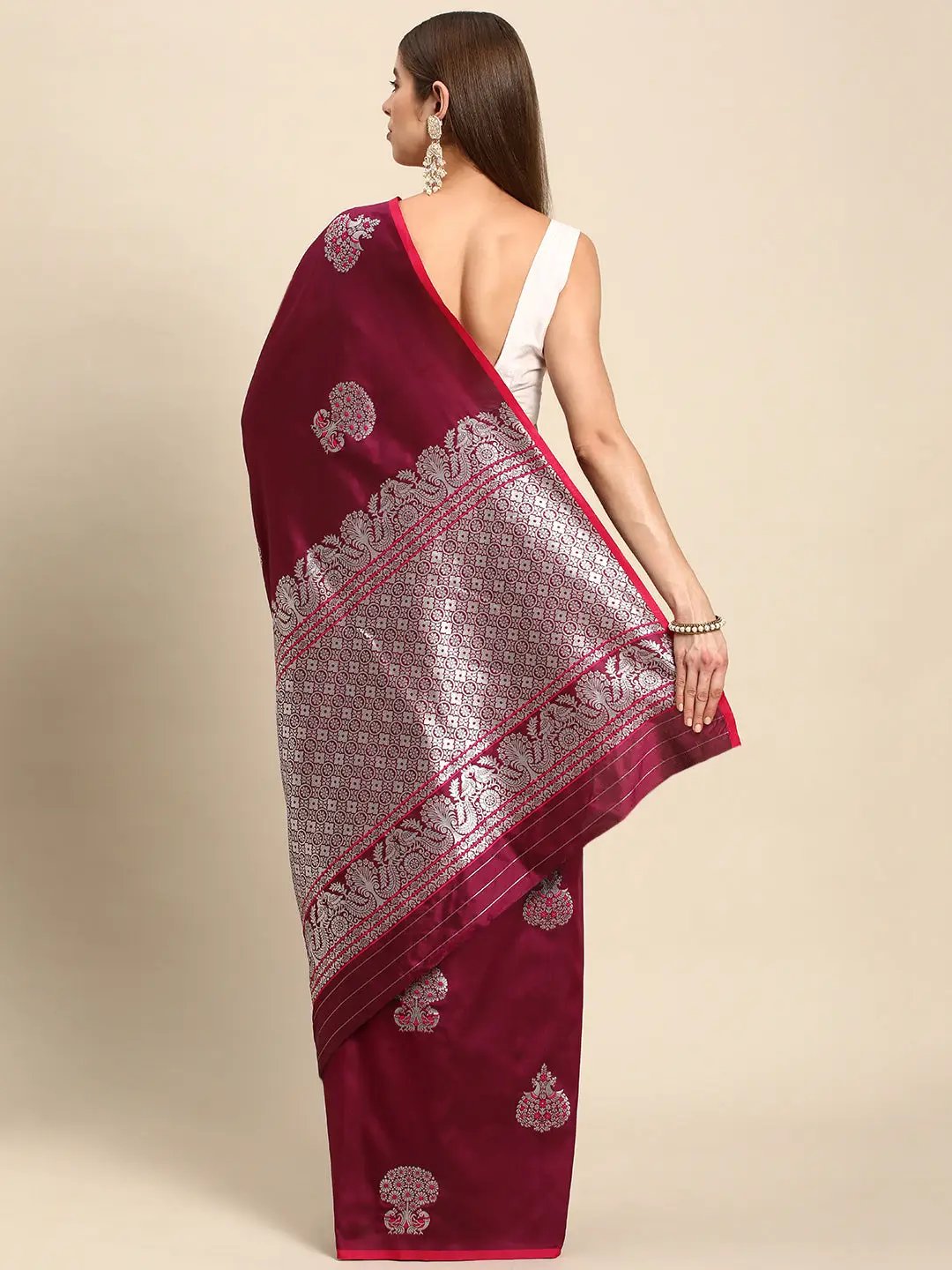 Banarasi Zari Silk Saree With Ethnic Motifs by My Store