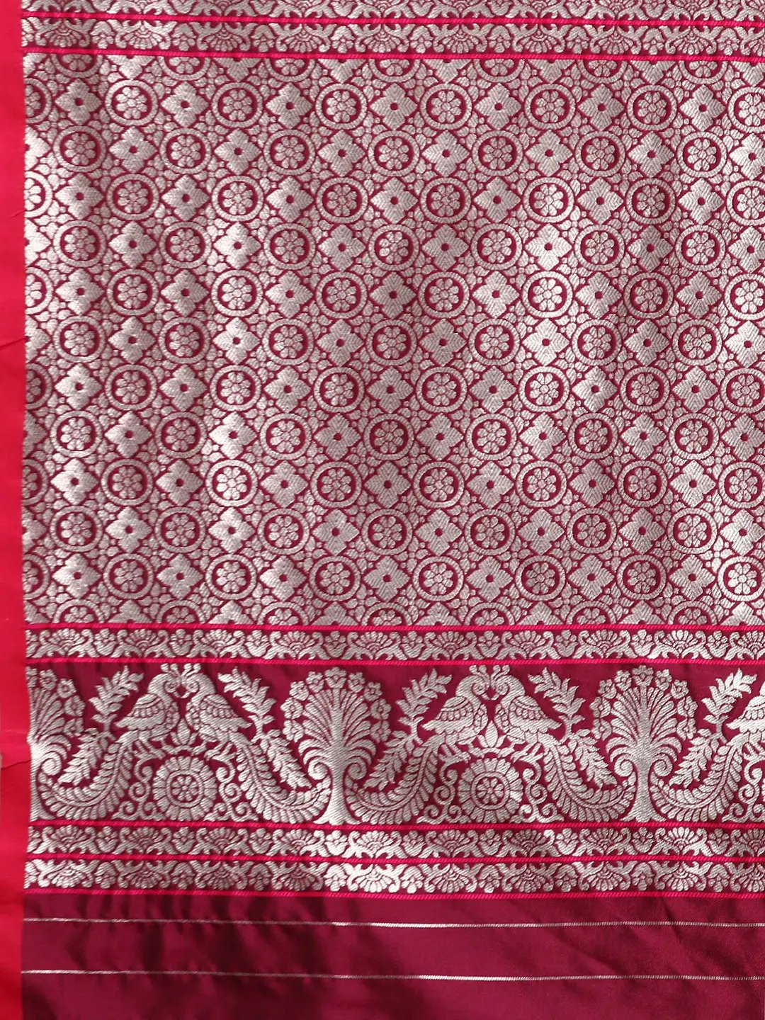 Banarasi Zari Silk Saree With Ethnic Motifs by My Store