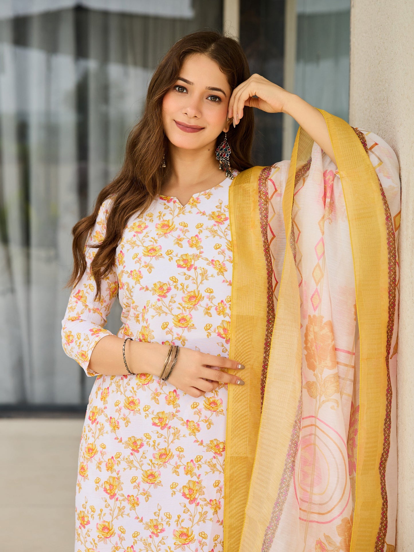 Bright Yellow Printed Kurta Set for Women – Ethnic & Casual Wear