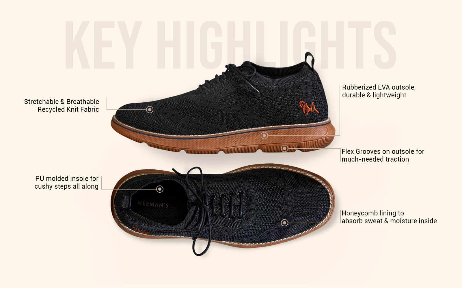 Dress Sneakers : Black Tan by My Store