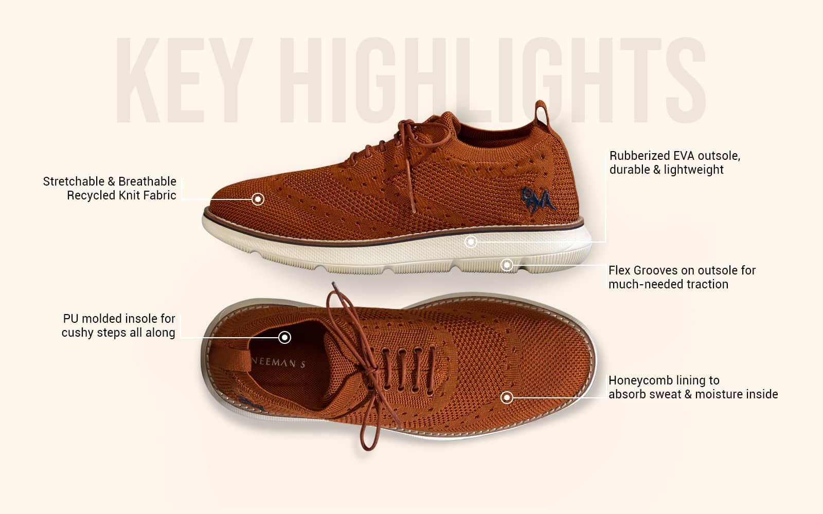 Dress Sneakers : Brown Ivory by My Store