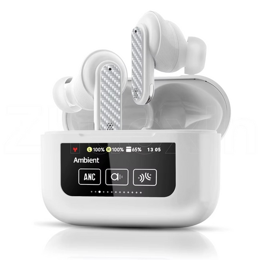 Earbuds  YW08 LCD Full Color Touch Screen Earphones ANC+ENC Noise Reduction In-Ear Wireless Earbuds with 13 Functions and 60ms Game Delay