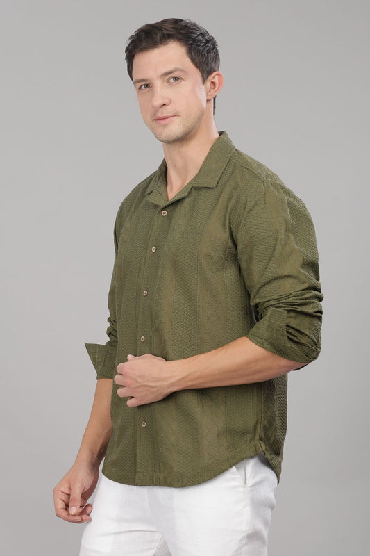 Olive Monnaaco Cuban Collar Shirt