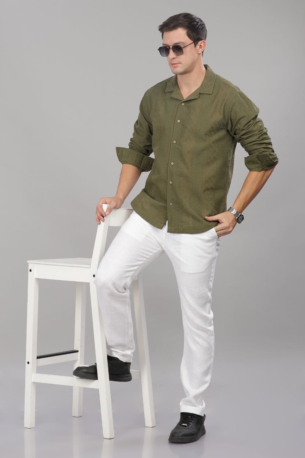 Olive Monnaaco Cuban Collar Shirt