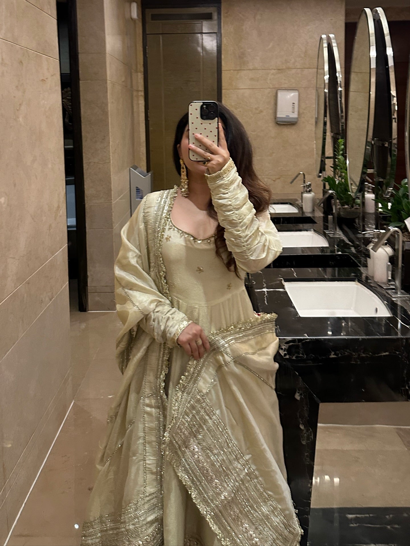 Neha’s Beige Dress Festive Anarkali Suit Set For Wedding & Diwali Outfit by My Store