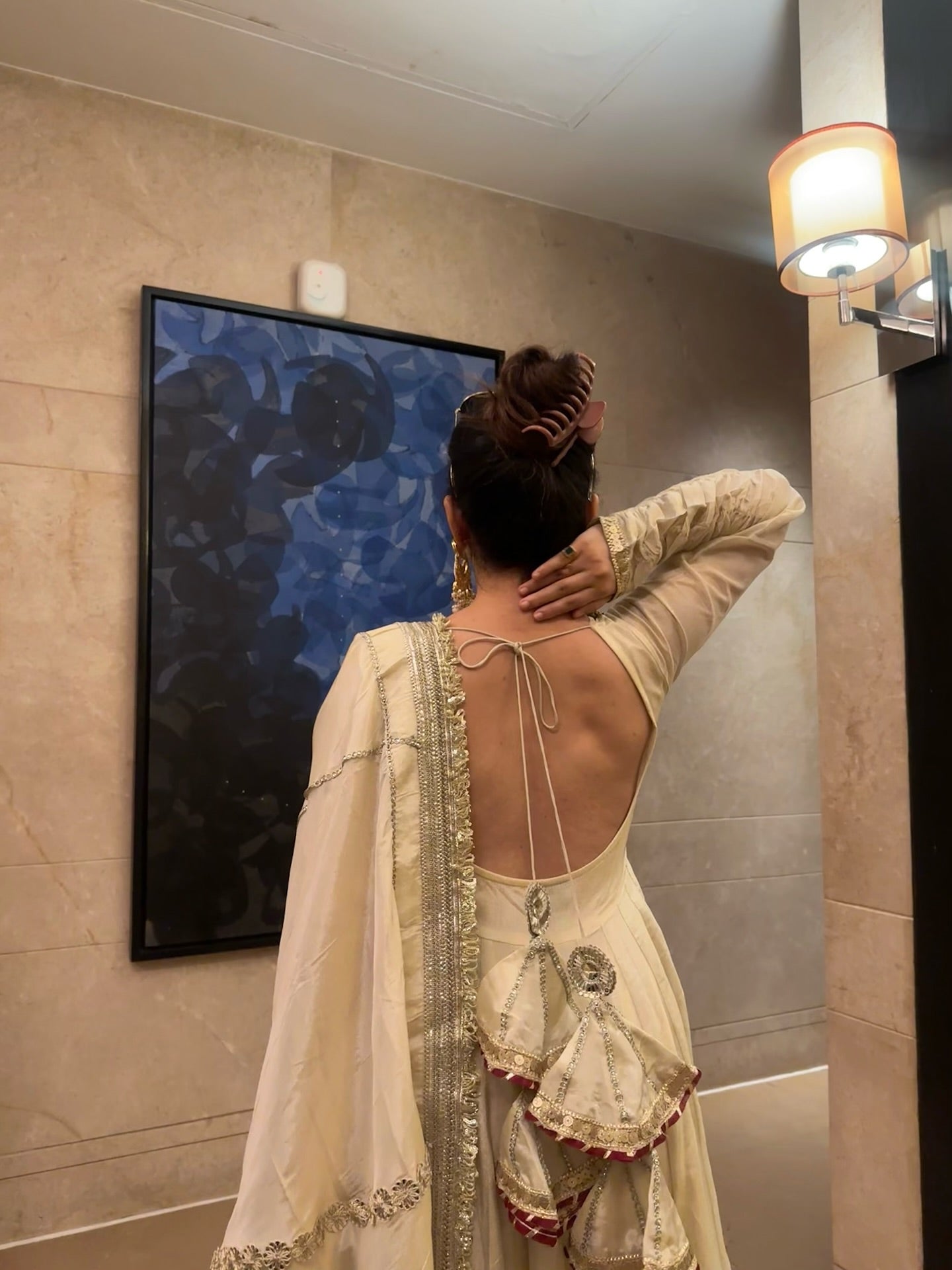 Neha’s Beige Dress Festive Anarkali Suit Set For Wedding & Diwali Outfit by My Store