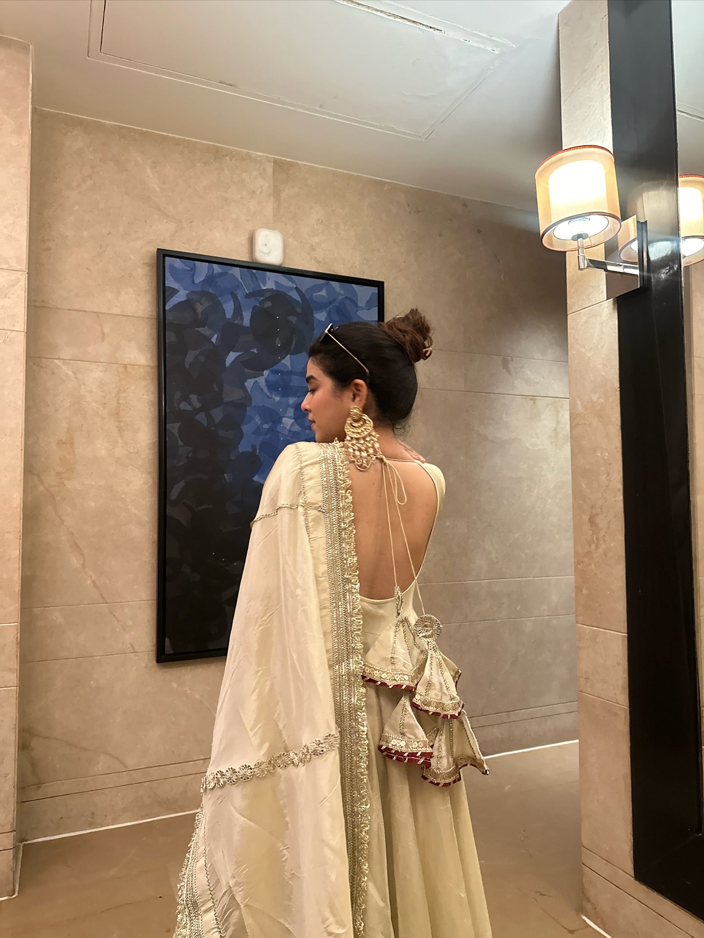 Neha’s Beige Dress Festive Anarkali Suit Set For Wedding & Diwali Outfit by My Store