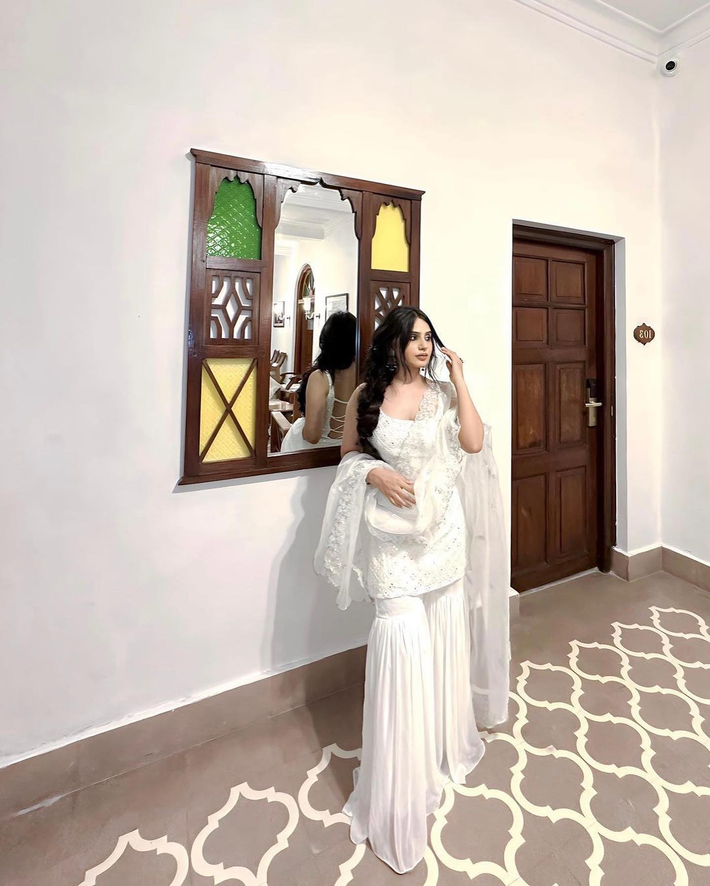 Radiant White Embroidered Sharara Suit Set with Designer Kurta and Dupatta by My Store