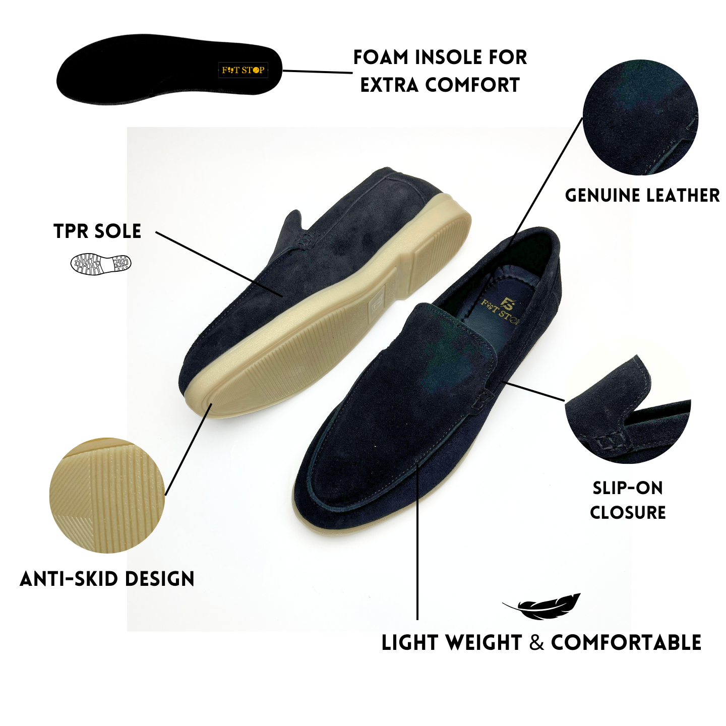 Old Money Suede Leather Loafers (Black)