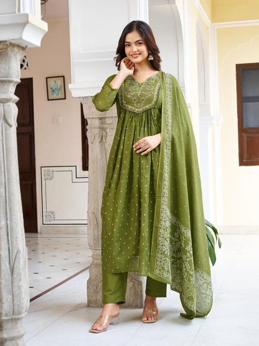 Olive Grace Anarkali Set
